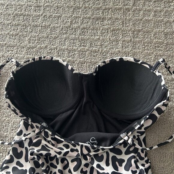 Caitlin Covington Pink Lilly One Piece Swimsuit Cheetah Black Pink White Large L - Picture 7 of 8